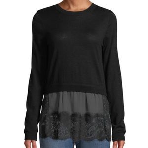 Club Mónaco Yahira wool sweater with lace underlay